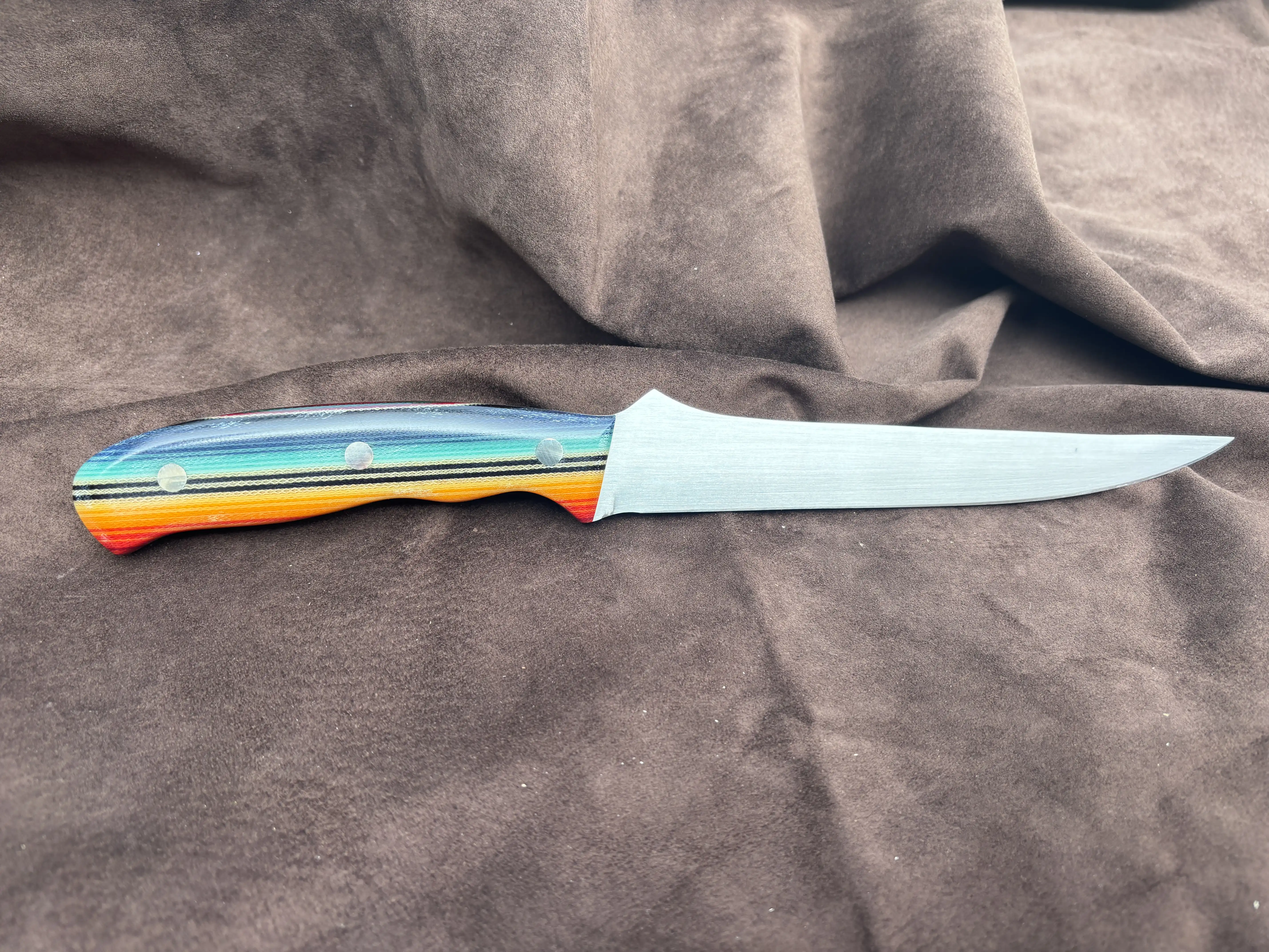 Fish filet knife with vintage especial G-Carta handles - Rear view