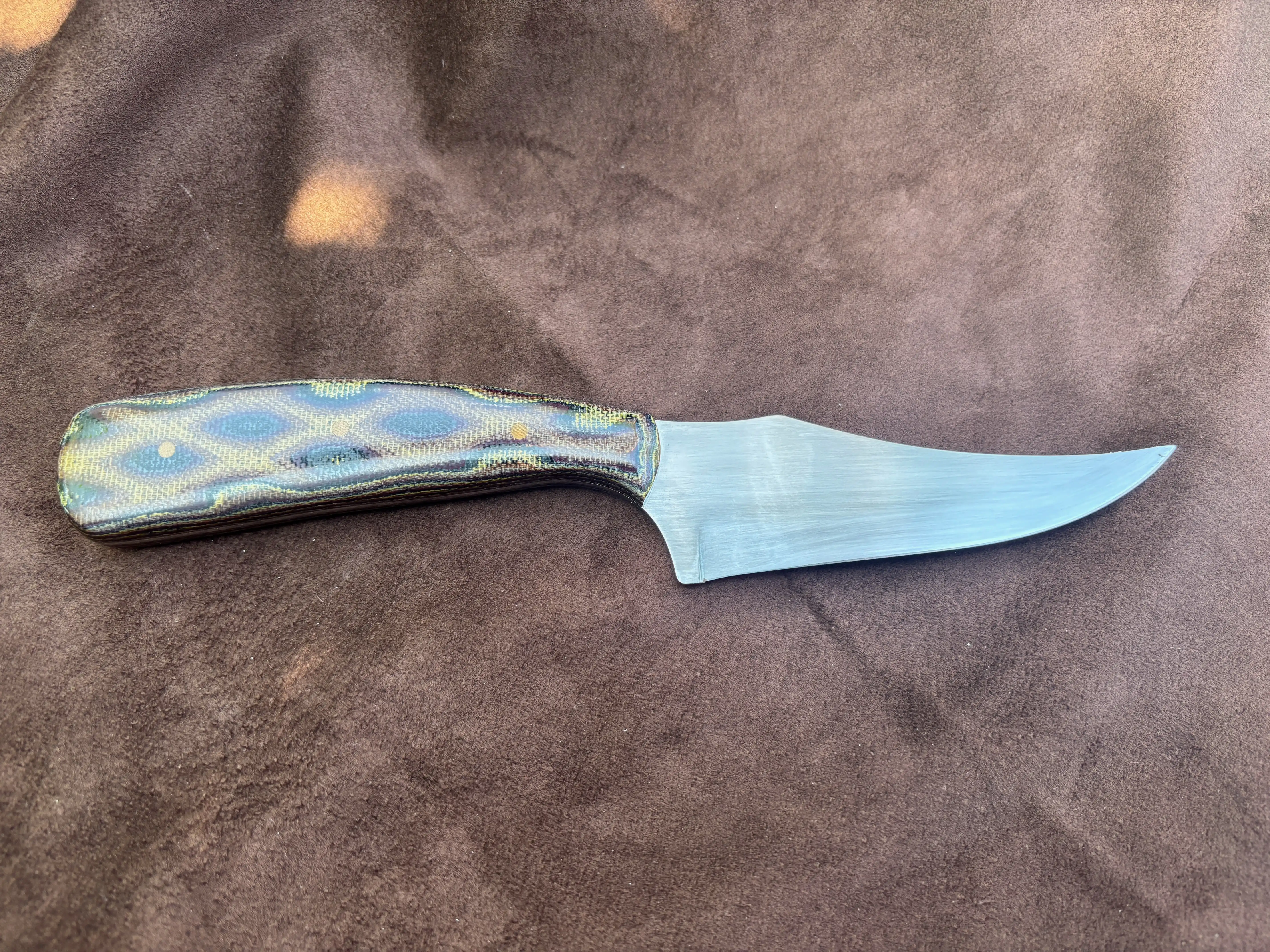 Sharpfinger Knife with Python Micarta Handles - Rear View